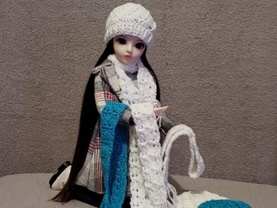 HOW TO CROCHET this very easy hat and scarf for (BJD) doll