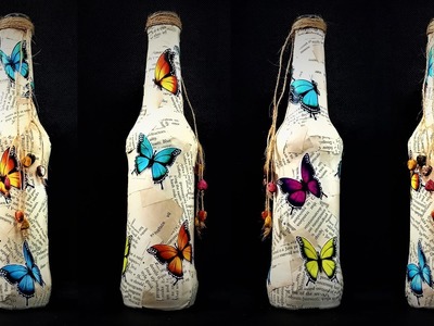 How to decorate a bottle with paper - Glass Bottle Decoration ideas