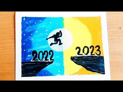 HOW TO DRAW -NEW YEAR 2023 DRAWING WITH OIL PASTEL