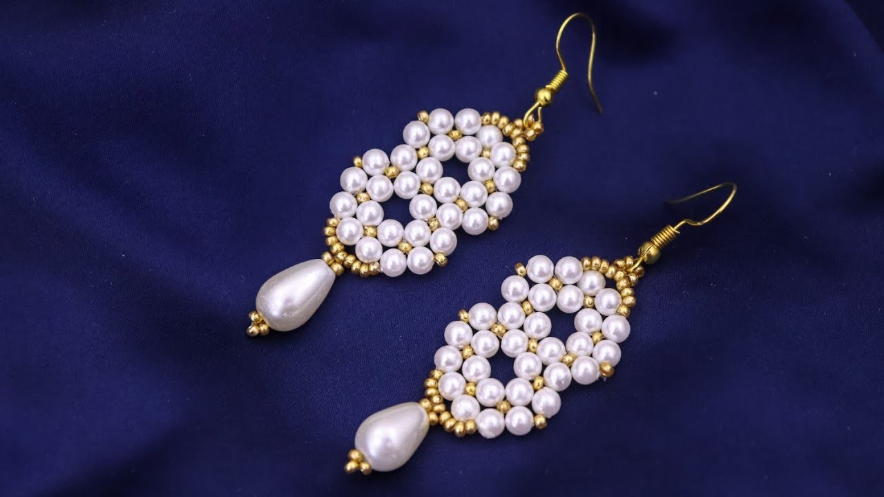 How To Make Earrings.Beaded Earrings Tutorials For Beginners.DIY Pearl Earrings -Easy & Quick Craft