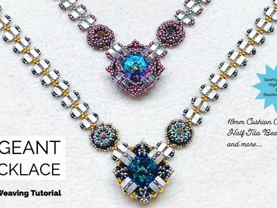 How to: Pageant Necklace - 18mm Cushion Cut Crystal, Half Tila Beads Tutorial