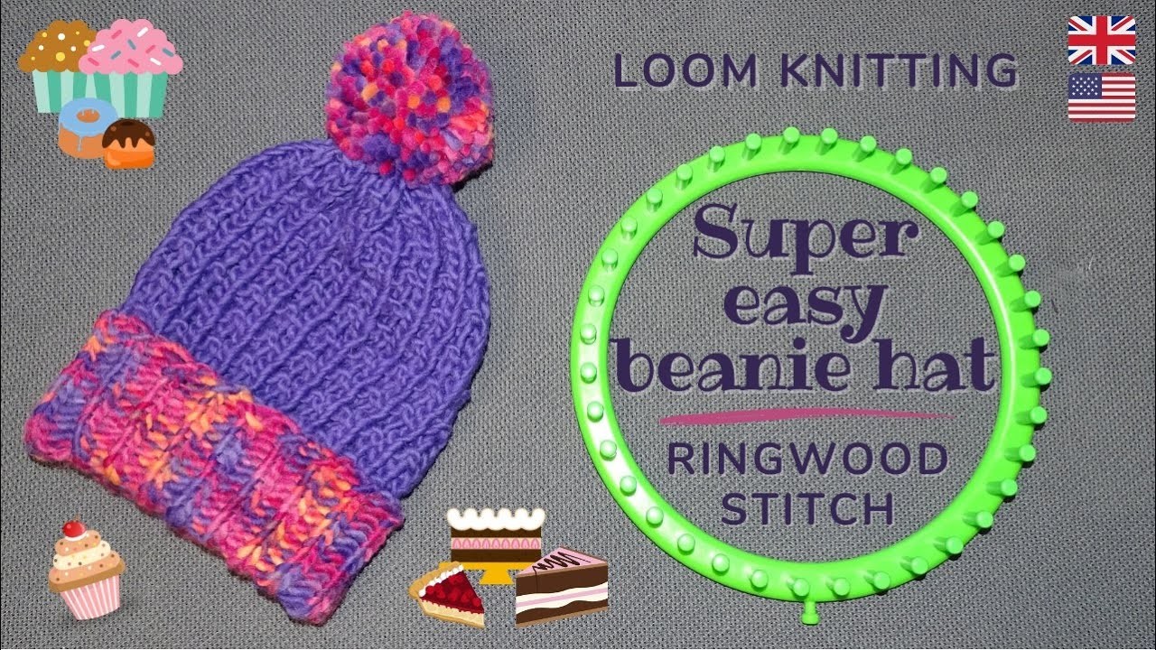 Loom knit hat with Ringwood stitch - SUPER EASY (IT TAKES 1 HOUR!) - ENGLISH TUTORIAL
