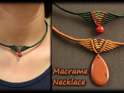 Macrame  Tutorial | DIY Easy Macrame  Necklace with stone | Macrame Pattern Ideas