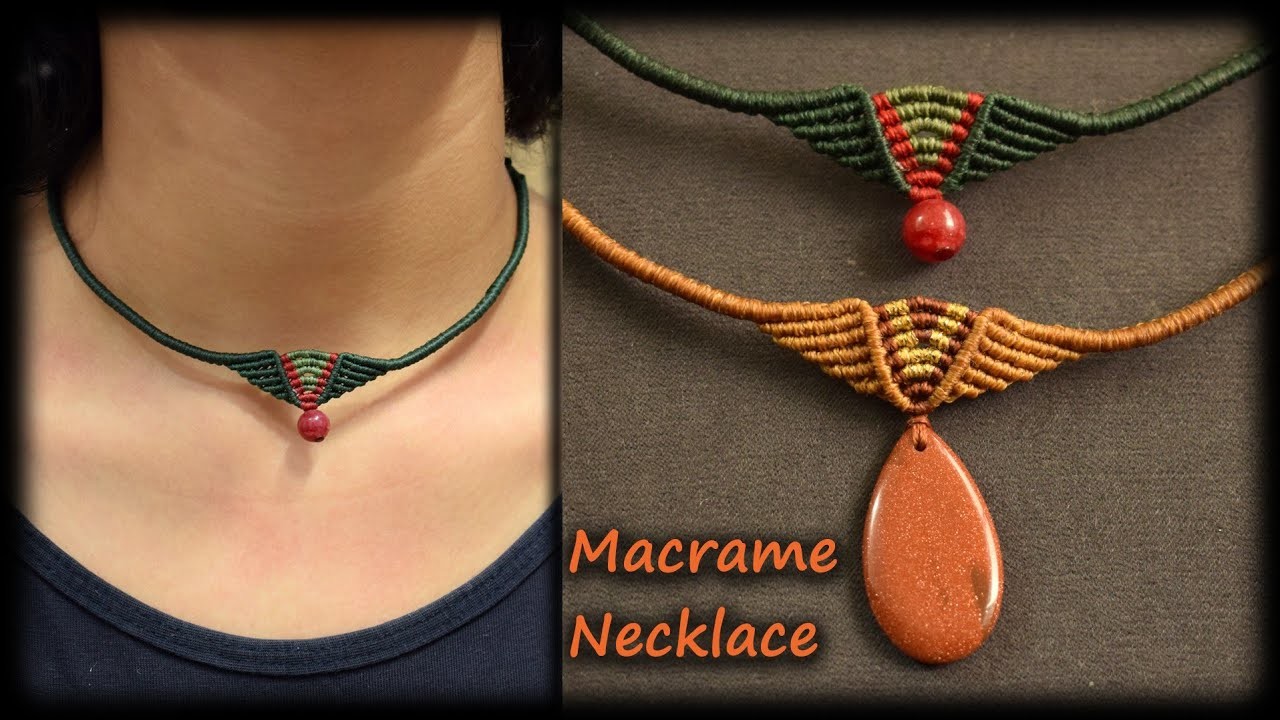 Macrame  Tutorial | DIY Easy Macrame  Necklace with stone | Macrame Pattern Ideas