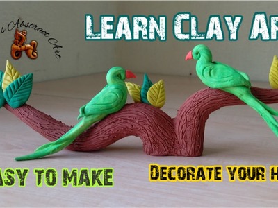 Polymer Clay Art. Beautiful Showpiece.  Two Parrots. Very Easy To Make