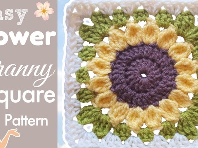 Simple Sunflower Granny Square Crochet Pattern