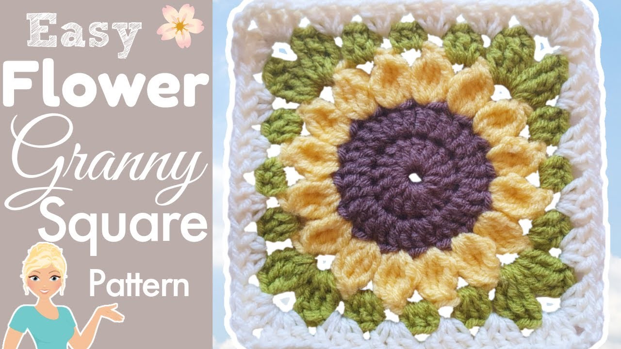 Simple Sunflower Granny Square Crochet Pattern