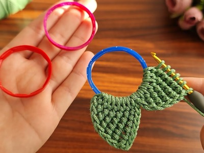 ‼️Super İdea‼️ very easy useful crochet ,gift knit with bottle cap ring,cute flowers .