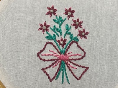 Tiny lazy daisy flowers hand embroidery design