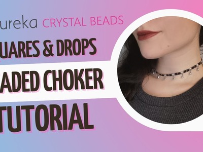Using Miyuki Tila Beads & Cymbal Findings to make the chic Squares & Drops Choker necklace tutorial!