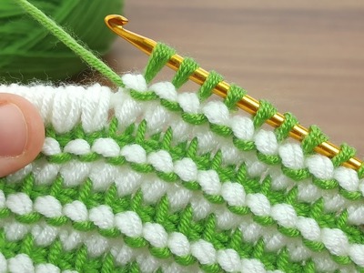 Very easy Tunisian crochet two-color loop-filled model explanation #crochet #knitting #tunisian