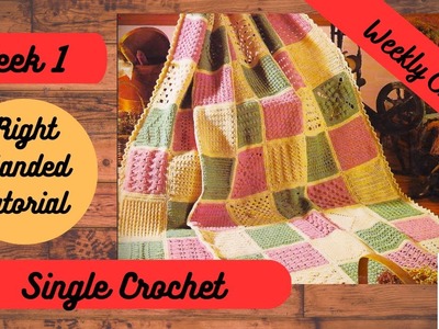 Week 1 ~ Single Crochet ~ RIGHT HANDED  #HeirloomafghanCAL #crochet #afghan #CAL