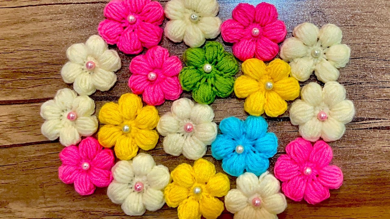 WOW???????? Crochet puff flowers.Very Simple and Easy pattern for beginners