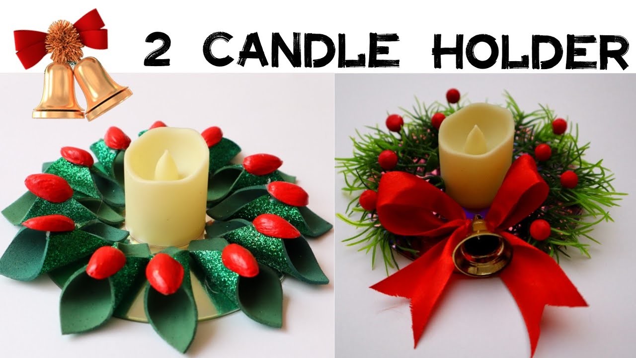 2 Christmas Holder.Christmas Candle holder ideas.Christmas decoration ideas at home #christmascrafts