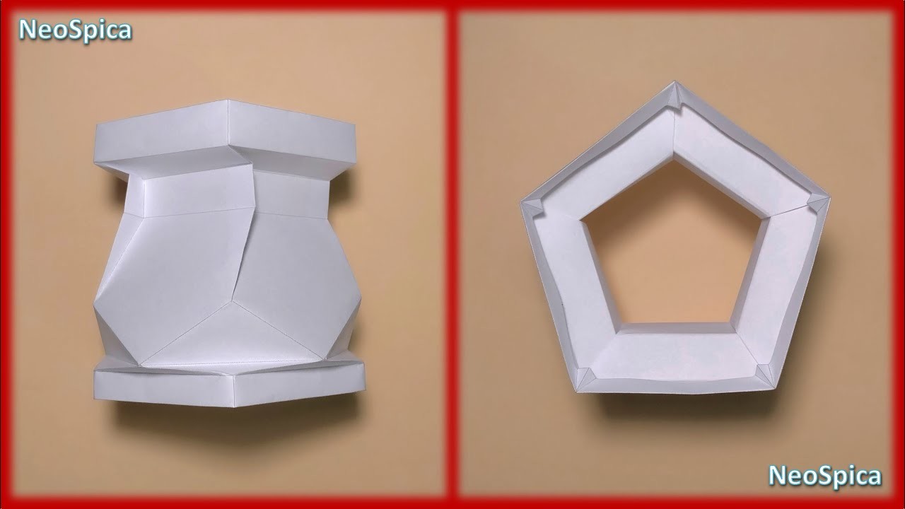 2 - Paper Folding Tower. Side Fold: Single Level of Flat Pentagonal Faces
