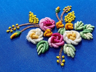 Aari embroidery free tutorials.#11. Bullion knot embroidery.Leaf and flower
