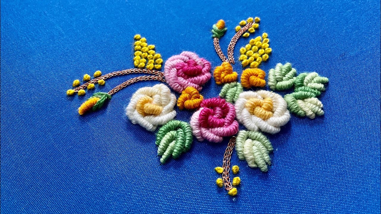 Aari embroidery free tutorials.#11. Bullion knot embroidery.Leaf and flower