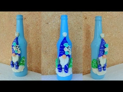 Chirstmas bottle decoration ideas | Gnome making with bottle | santa claus making