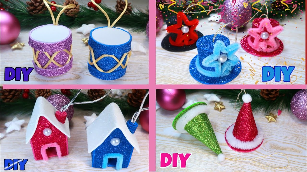 ???? DIY ???? Christmas decor ornaments, christmas ornament tutorial, glitter foam sheet craft, foamiran