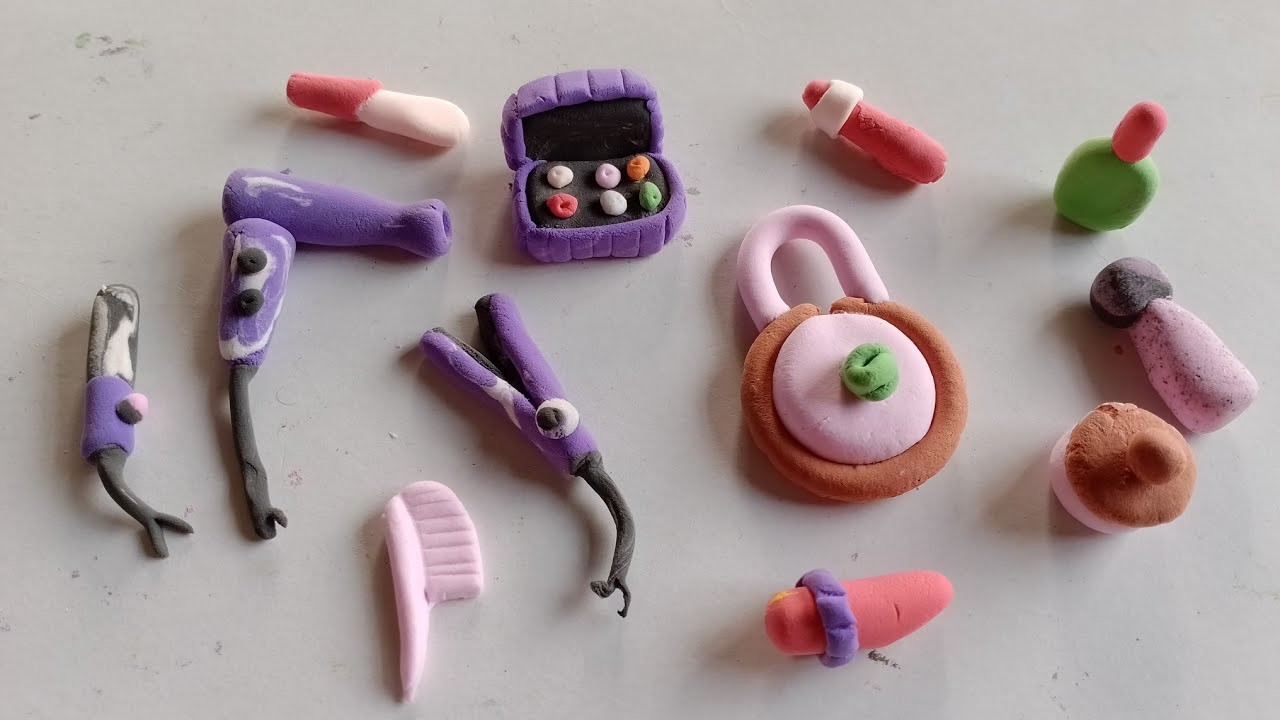 DIY How to make miniature polymer clay Makeup set | Clay mini makeup set| Tutorial