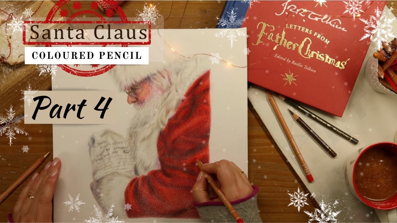 Drawing Santa with Coloured Pencils - PART 4 - FUR COLLAR - Step by Step Beginner Friendly Tutorial