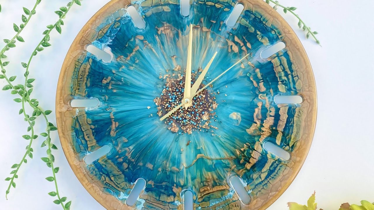 Gorgeous Teal & Gold Resin Clock: Resin Art Tutorial
