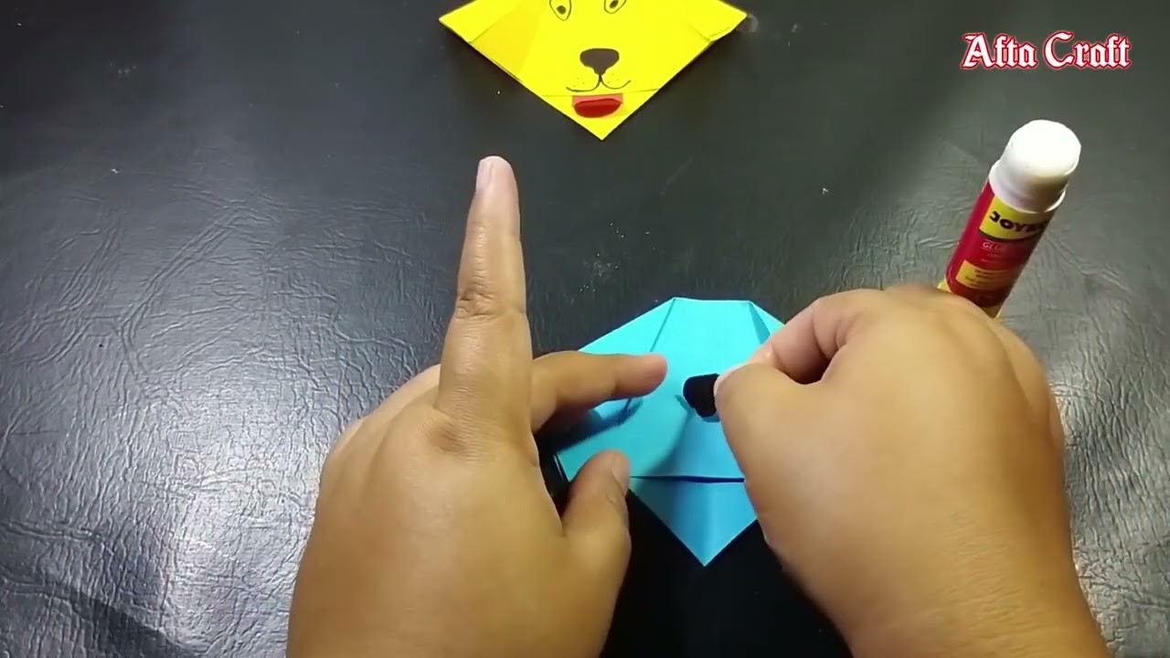 How to make an origami dog face step by step - DIY paper crafts Origami DOG face - Afta Craft