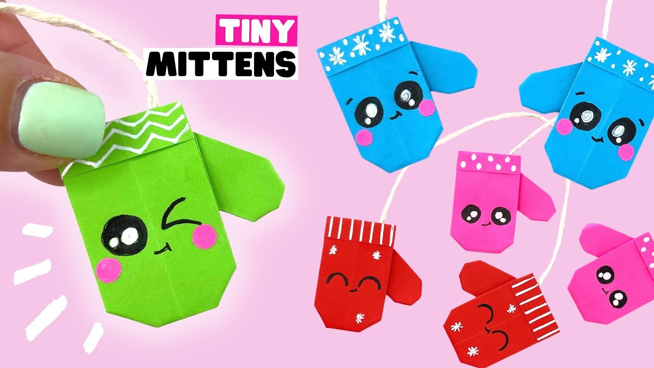 How to make origami mittens for Christmas. EASY origami Christmas paper mittens.
