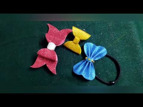 How to make simple easy bow with glitter sheet.Hair accessories tutorials