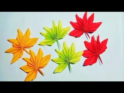 Making papper origami leaves.maple leaves diy.easy and beutiful leaf design