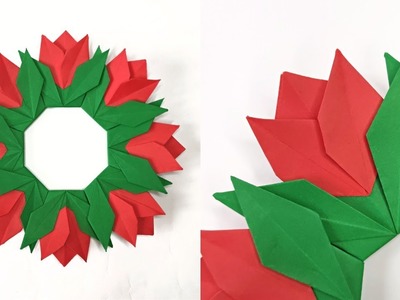 Origami FLOWER WREATH | How to make a paper wreath & flowers