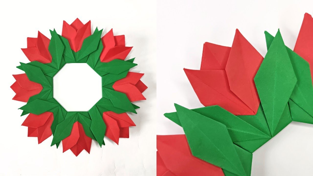 Origami FLOWER WREATH | How to make a paper wreath & flowers