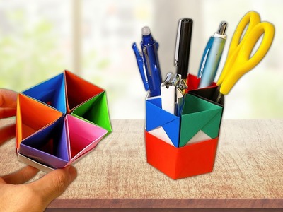 【Origami】Pen stand｜Paper craft stationery