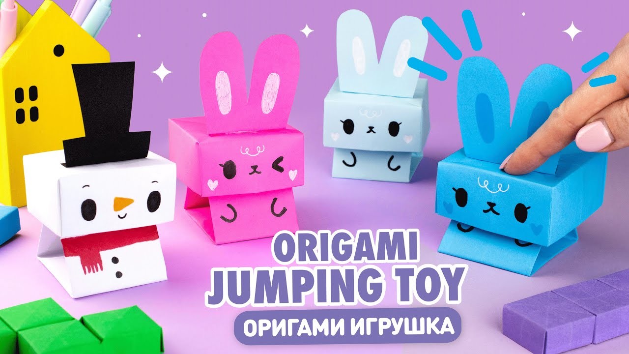 Оригами Зайчик и Снеговик из бумаги | Игрушка Антистресс Новый год | Origami Paper Rabbit & Snowman