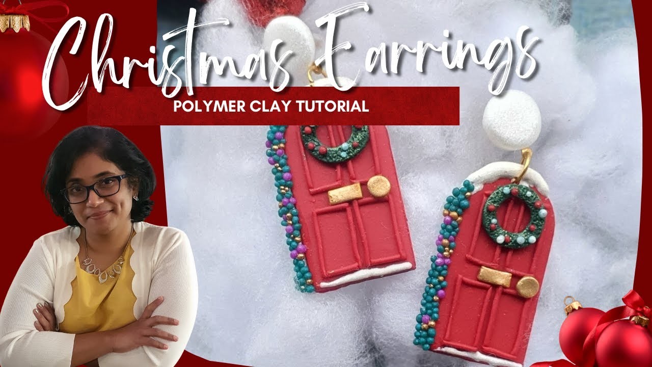 Sarascraftshop | Vid: 24 | Tutorial, Polymer Clay Xmas door earrings | DIY polymer clay earrings