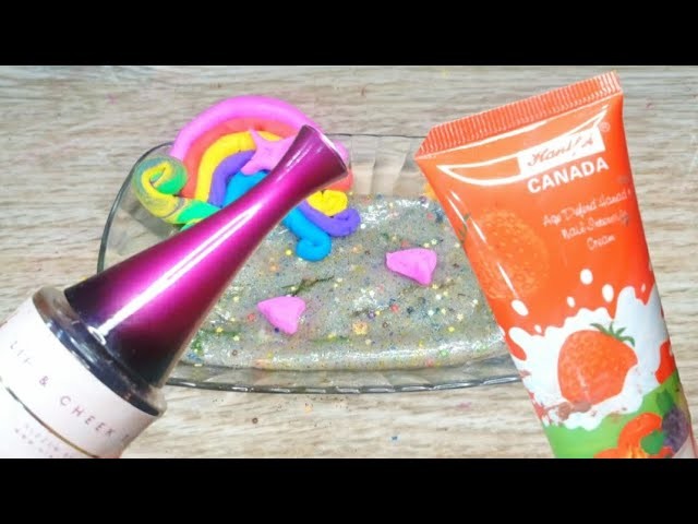 ASMR Mixing "Rainbow" ???????????? Makeup, Glitters into Clear Slime | Satisfying Slime | Slime Galaxy