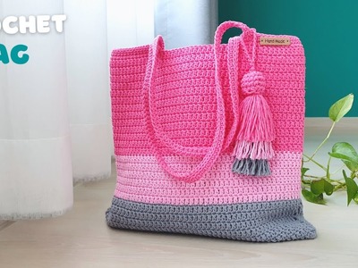 ????Crochet Tote Bag with Basic Crochet Stitch Double Crochet Make it Wonderful | ViVi Berry Crochet