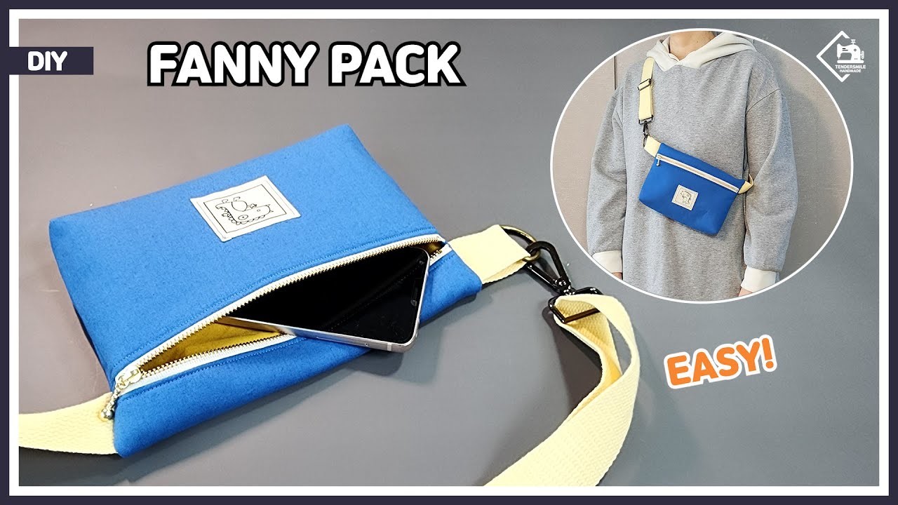 DIY Easy Fanny Pack. Waist bag. sling bag. bum bag sewing tutorial [Tendersmile Handmade]