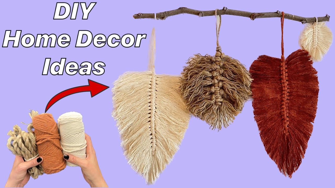 DIY Macrame Feather.leaf - Macrame leaves wall hanging for Beginners step by step