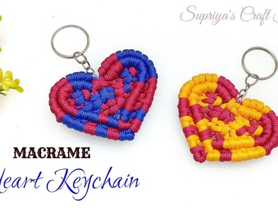 DIY Macrame Heart | Macrame Heart Keychain Tutorial for beginners | DIY Macrame keychain Handmade