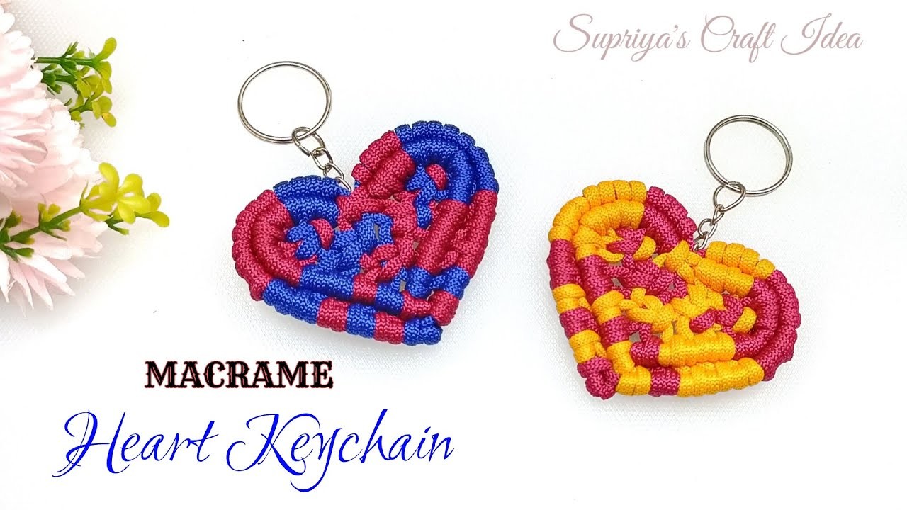 DIY Macrame Heart | Macrame Heart Keychain Tutorial for beginners | DIY Macrame keychain Handmade