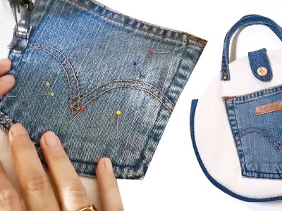 DIY Old Jeans Recycle Circle Bag | Tutorial