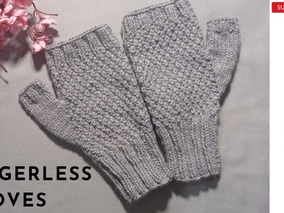 FINGERLESS Gloves Knitting Pattern Tutorial Step-by-Step Easy Steps