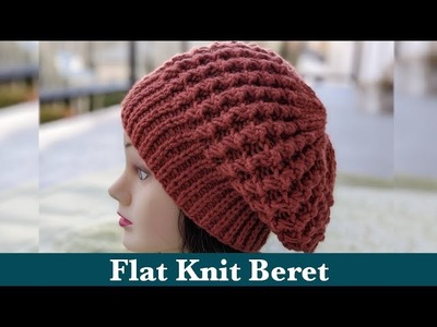 Flat Knit Beret Hat