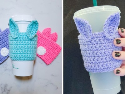 How to Crochet: BUNNY COZY (Easter Crochet Ideas | Cup Cozy | Mug Cozy)