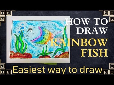 How to draw a rainbow fish ???? | Easiest way to draw a fish ????️