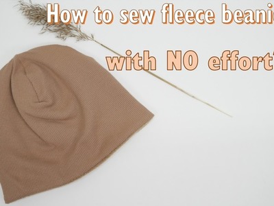 How to sew fleece beanie, fleece lined jersey beanie, easy sewing tutorial