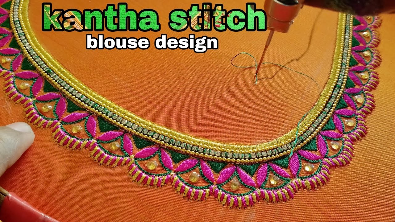 Kantha stitch blouse designs ! embroidery blouse work ! @AfsanaDesign