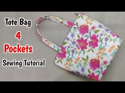NEW DESIGN - TOTE BAG WITH 4 POCKETS | DAILY USE TOTE BAG | Handbag cutting and stitching | DIY Bags