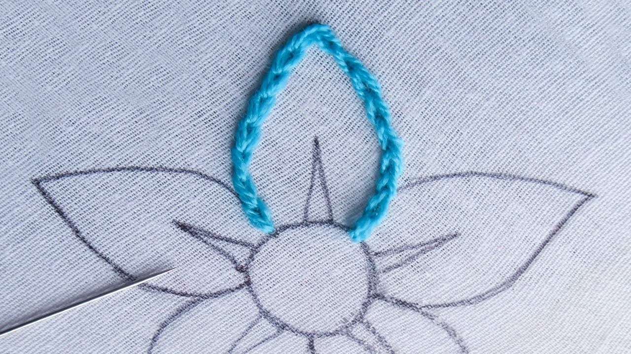 New hand embroidery flower design with easy chain stitch variation tutorial